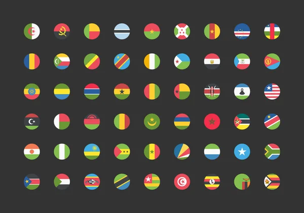 Países Africanos Banderas Alrededor Botones Web Plano Vector Eps — Archivo Imágenes Vectoriales