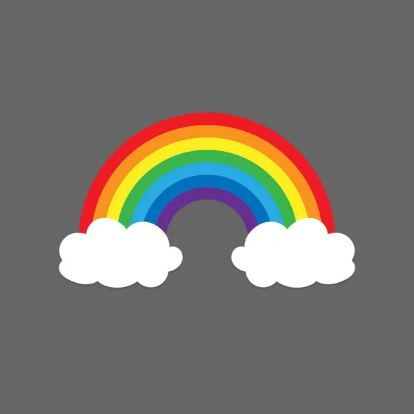 Rainbow symbol icon with clouds isolated on gray background. Vector EPS 10 — Stock Vector