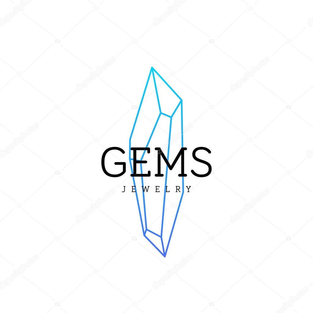Jewellery company logo. Corporate identity element. Crystal icon.