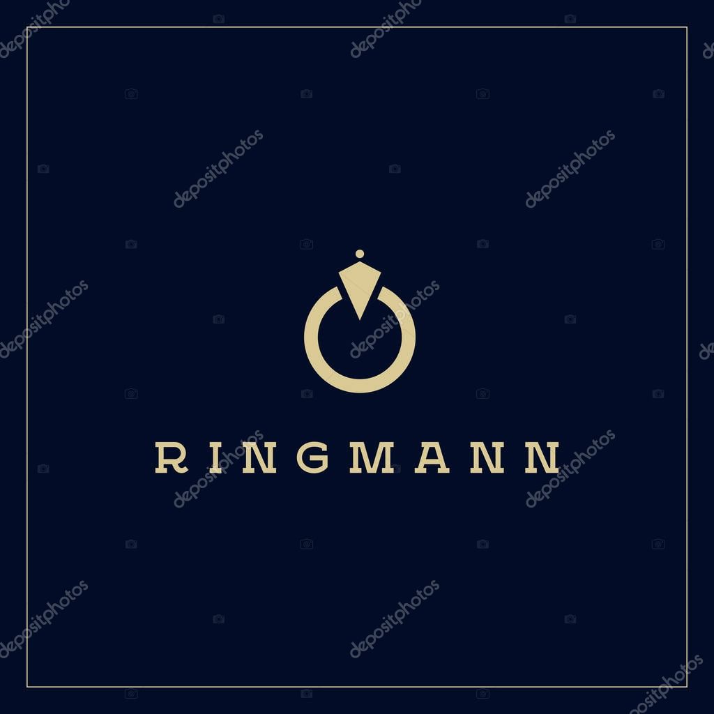 Jewellery company logotype. Jewelry icon with gold ring.