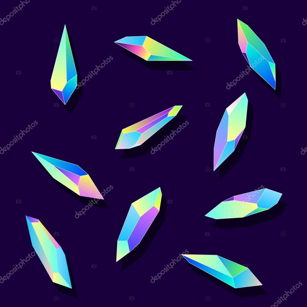 Colorful vector crystals icons set. Applicable as element of bijouterie or jewellery logo.