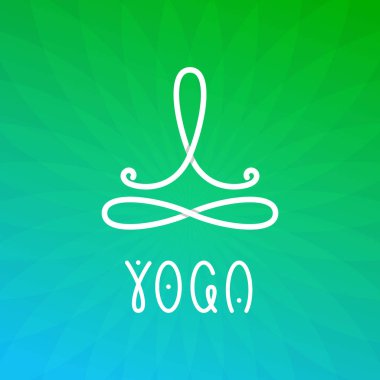Yoga studio logo tasarım şablonu içinde lotus adamla poz sonsuzluk işareti.