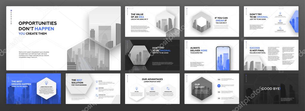 Modern presentation templates set for business