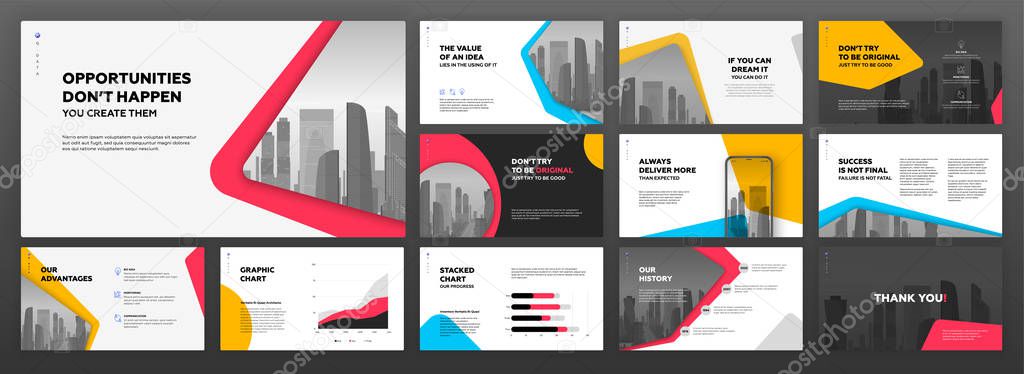 Modern presentation templates set for business.