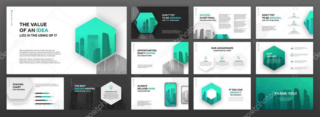 Modern presentation templates set for business and construction