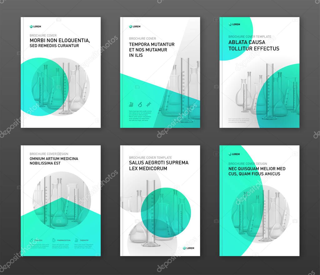 Pharmaceutical brochure cover design layout set