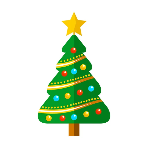 Albero di Natale decorato con palline illustrazione — Vettoriale Stock