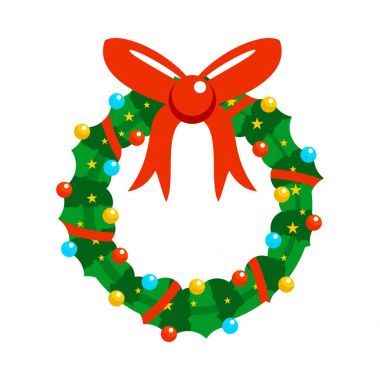 Karikatür Noel çelenk tamamen dekore edilmiş