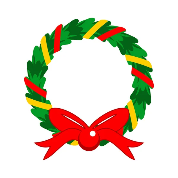 Guirnalda decorada de Navidad de diseño plano — Vector de stock