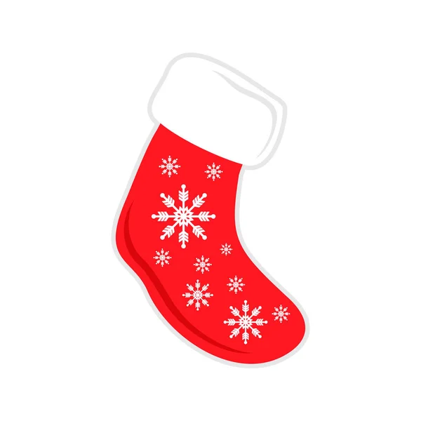 Navidad calcetín copo de nieve Vector Ilustración — Vector de stock