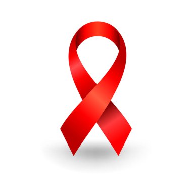 Gerçekçi HIV AIDS kırmızı kurdele simgesi tasarım