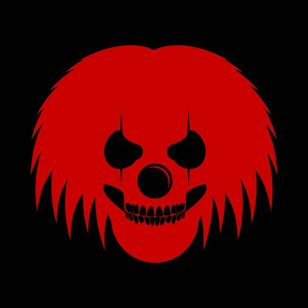 Red Clowny Messy Cabelo Cabeça de Caveira Logo Símbolo — Vetor de Stock
