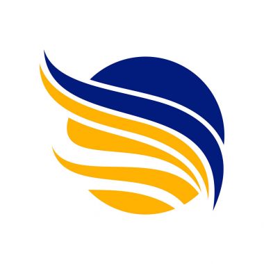 Soyut mavi sarı kanat sembolü tasarım daire