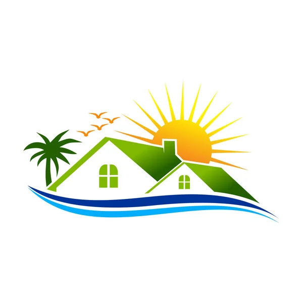 Σχεδιασμός λογότυπου Real Estate ακτή — Διανυσματικό Αρχείο
