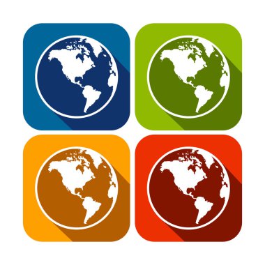 Amerika kıta harita dünya Meydanı düz simgeler