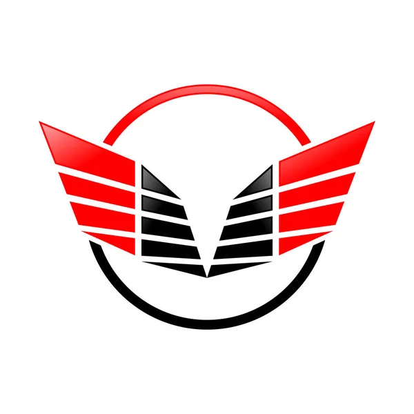 Abstrato asas afiadas anel vermelho símbolo logotipo Design — Vetor de Stock