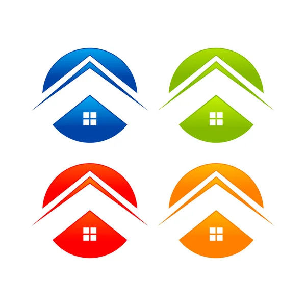 Abstrato Circular Simples Home Emblem Ícones Logo Design — Vetor de Stock