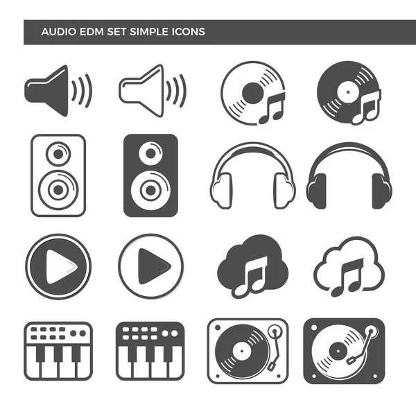 Música de dança eletrônica ícones de áudio Set —  Vetores de Stock