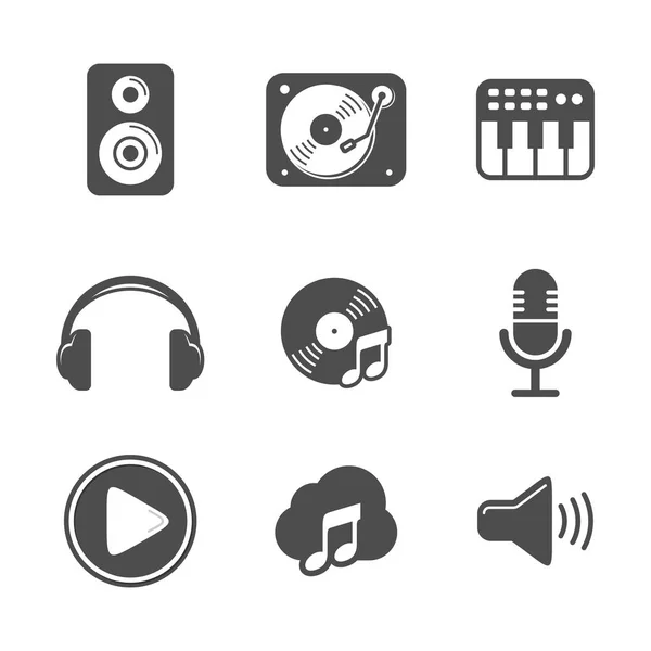 Conjunto de ícones de áudio Black Version Design —  Vetores de Stock