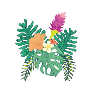 Tropikal çiçekli kompozit tasarım