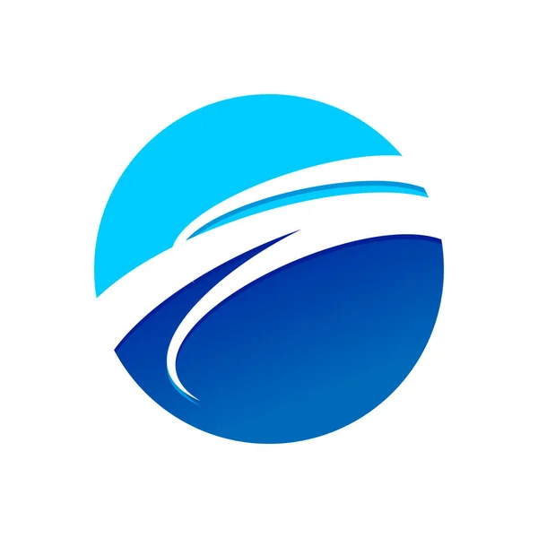 Diseño de logotipo de símbolo de onda azul circular — Vector de stock