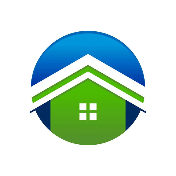 Upp höga bostadshus cirkulär Symbol Logotypdesign — Stock vektor