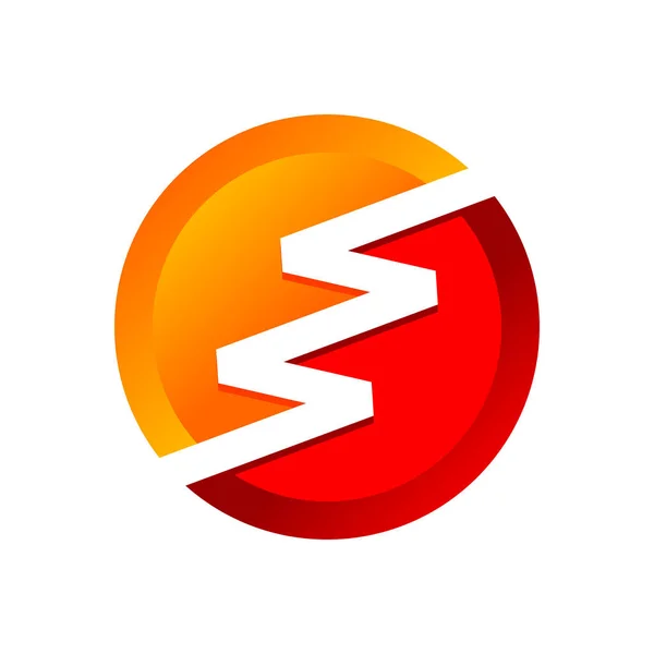 Golden Red Flash Relâmpago Símbolo Circular Logo Design —  Vetores de Stock