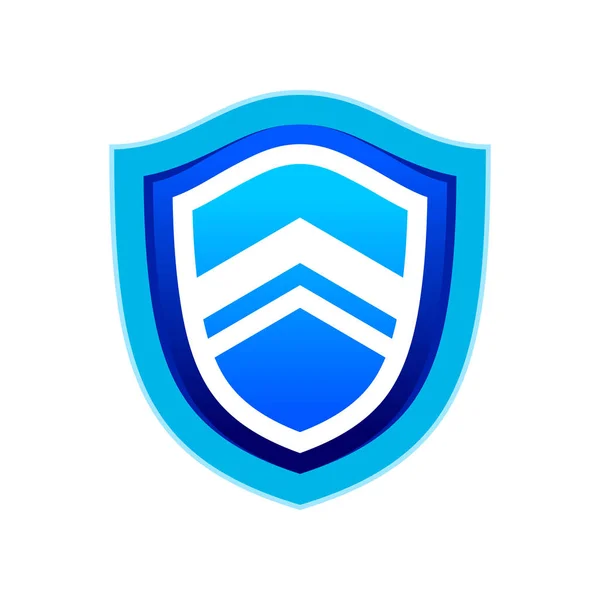 Levantando-se Blue Modern Shield Símbolo Logo Design — Vetor de Stock