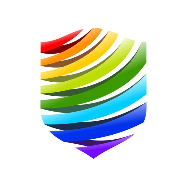 Diseño moderno del logotipo del símbolo del escudo de la fuente del arco iris — Vector de stock