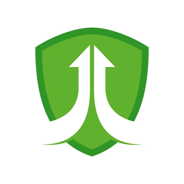 Equipo ascendente Flecha Escudo moderno Símbolo Diseño de Logo — Vector de stock