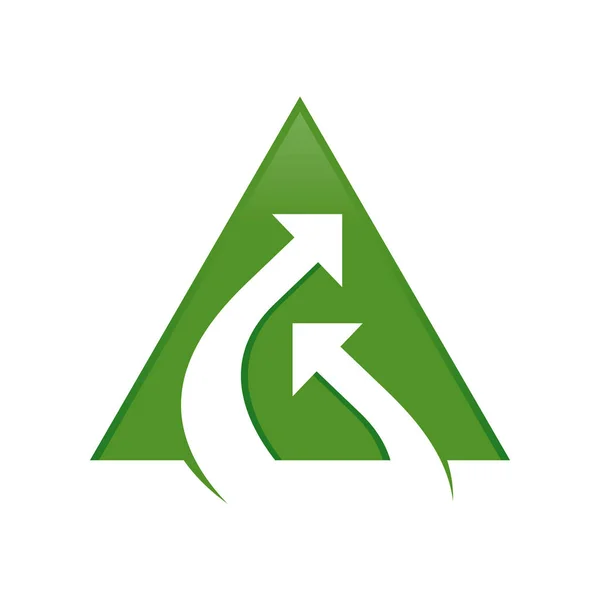 Logo de logo de symbole de triangle vert de flèche double de connexion de jet — Image vectorielle