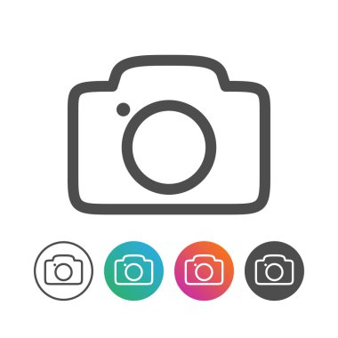 Basit anahat kamera simge vektör simge grafik Logo tasarımı ayarla