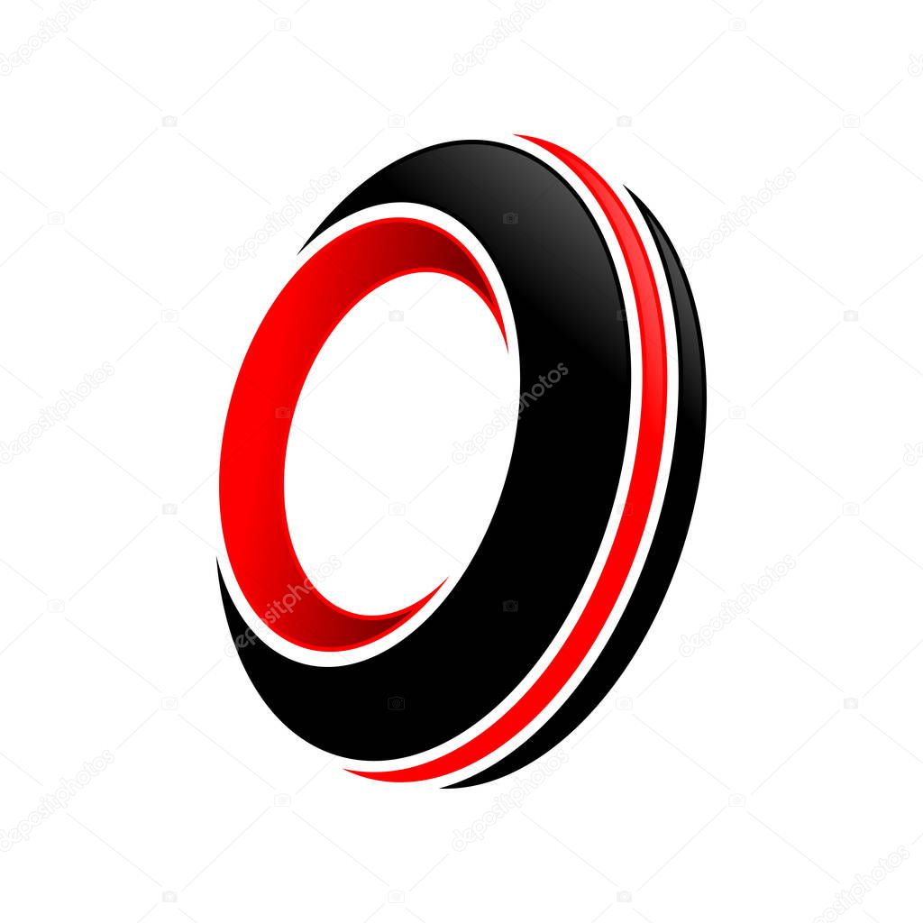 Abstract Spinning Black Tire Red Accents Vector Symbol Graphic Logo Design
