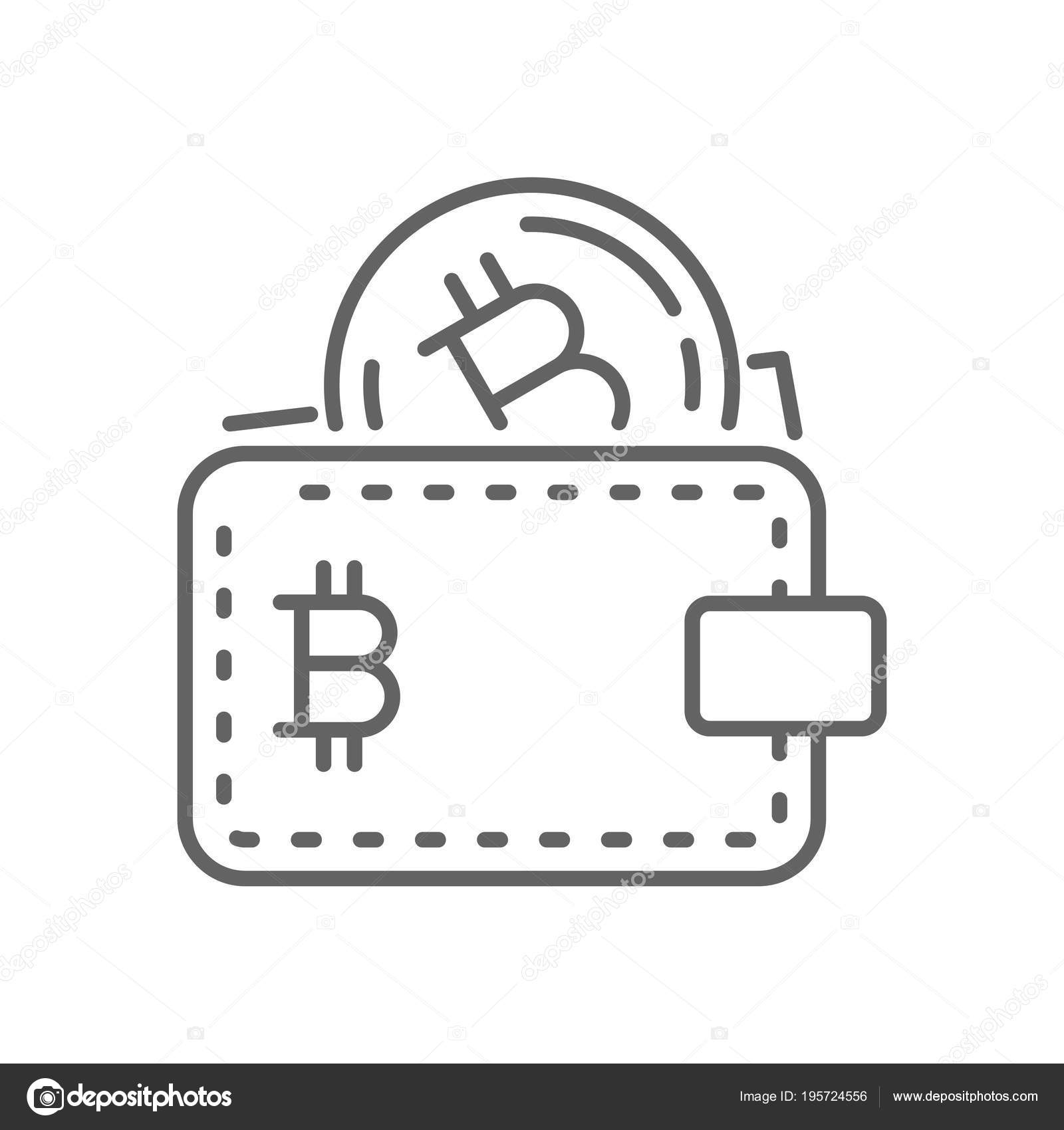 Earn Bitcoin!    Wallet Thin Line Symbol Icon Design Stock Vector - 