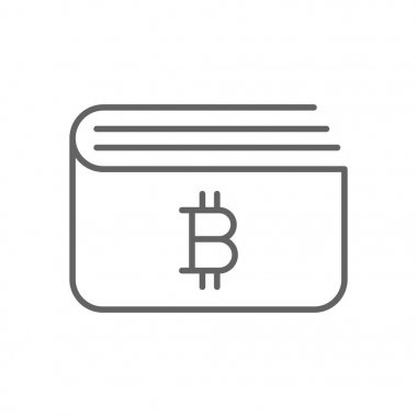 Basit Bitcoin cüzdan ince çizgi sembol simge tasarım