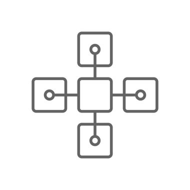 Blockchain Bitcoin ince bir çizgi sembol simge tasarım ilgili