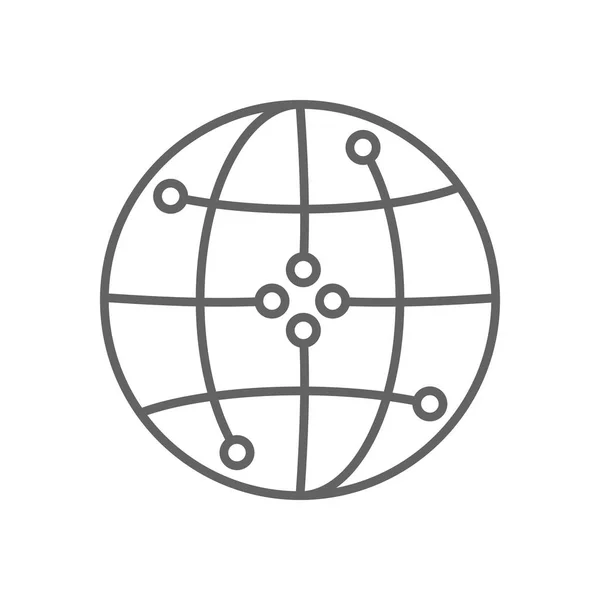 Bağlantı dünya küresel ince çizgi sembol simge tasarım — Stok Vektör