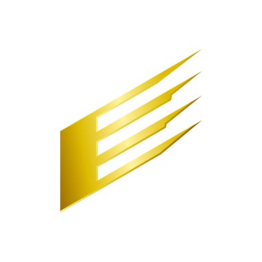 Eğik Altın Başlıklı E Harfi İşaretli Vektör Sembol Grafik Logo Simgesi Tasarımı