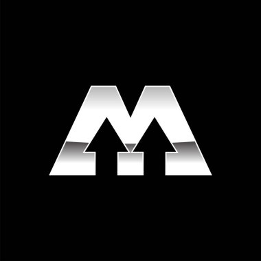 Yukarı Ok Baş harfleri M Harfi Gümüş Vektör Sembol Grafik Logo Simgesi Tasarımı