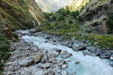 Rapid ve dağ nehir dar yerde şelale
