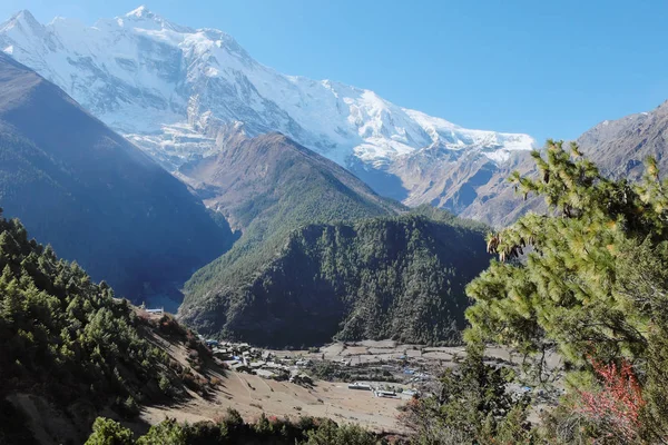 Huge mountain valley in nepal himalayas