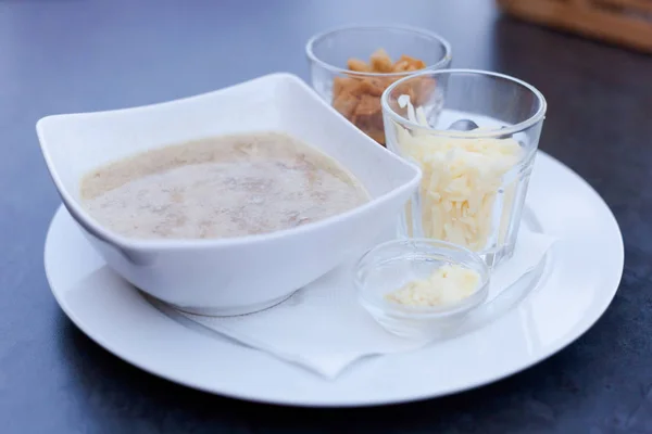 Delicious famous czech garlic soup — Stock Photo, Image