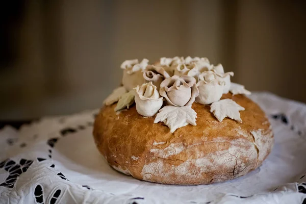 Detalhe de pão de casamento tradicional polonês — Fotografia de Stock