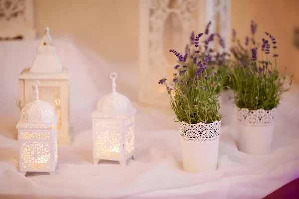 Piękny ślub Dekoracja stołu recepcji — Zdjęcie stockowe