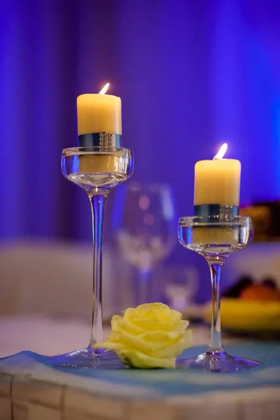 Güzel düğün Resepsiyon Masa dekorasyonu — Stok fotoğraf