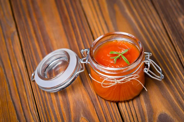 Naturlig diy lækker græskar ketchup - Stock-foto