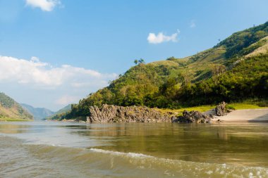 Manzara sırasında Mekong cruise Laos