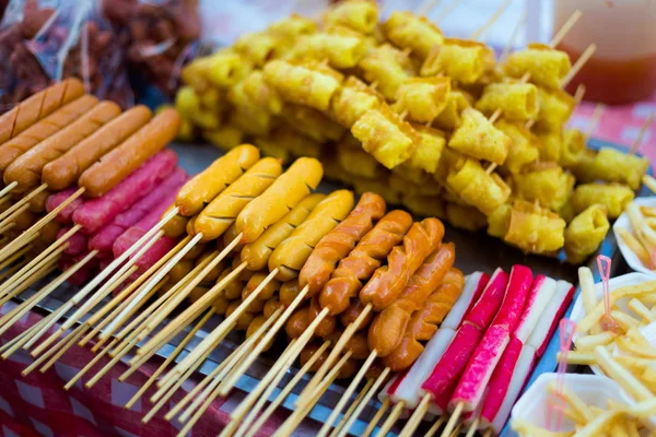 Selection of thai skewers streetfood — Stock Photo, Image