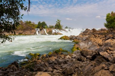 Khone Phapheng waterfall in Laos clipart