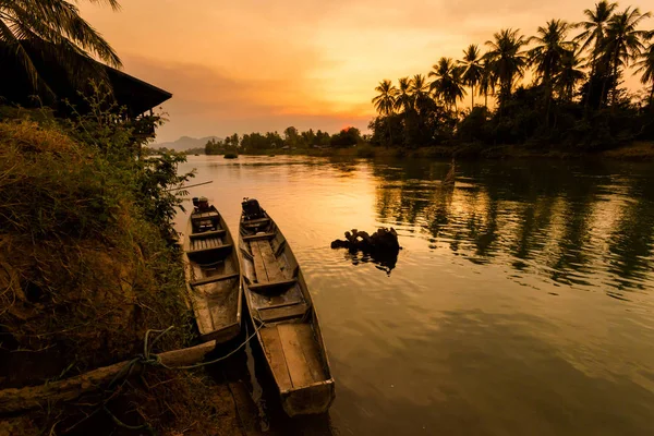 Zonsondergang op Don Khone Laos — Stockfoto
